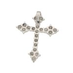 Stylized Diamond Cross Pendant in Platinum