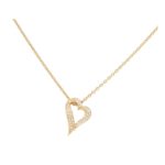 Boucheron pave set diamond heart pendant on chain