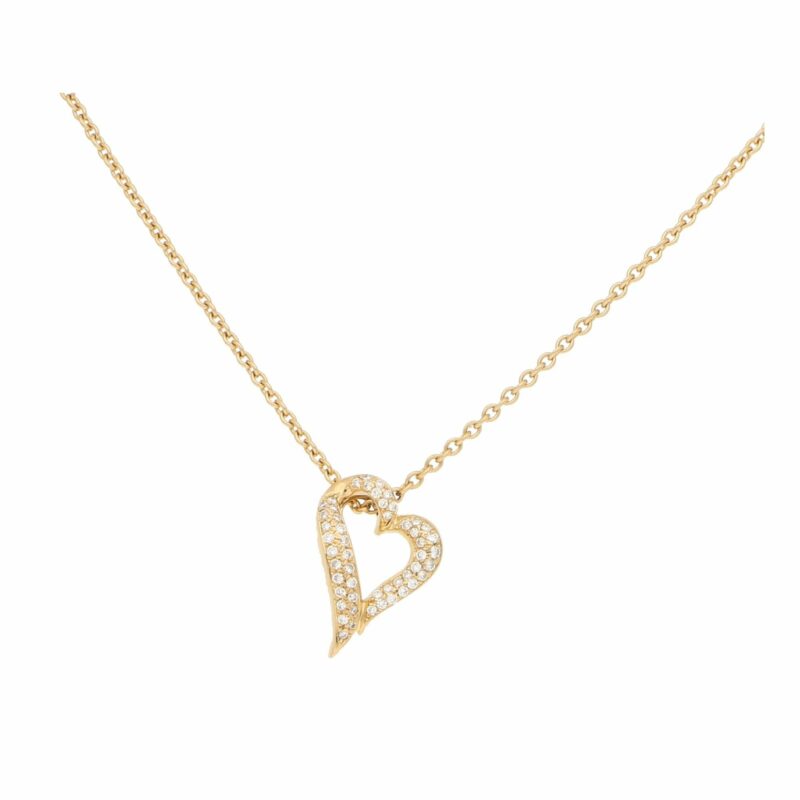 Boucheron pave set diamond heart pendant on chain