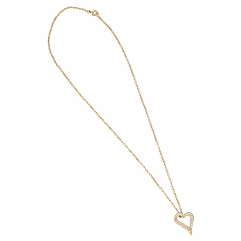 Boucheron pave set diamond heart pendant on chain