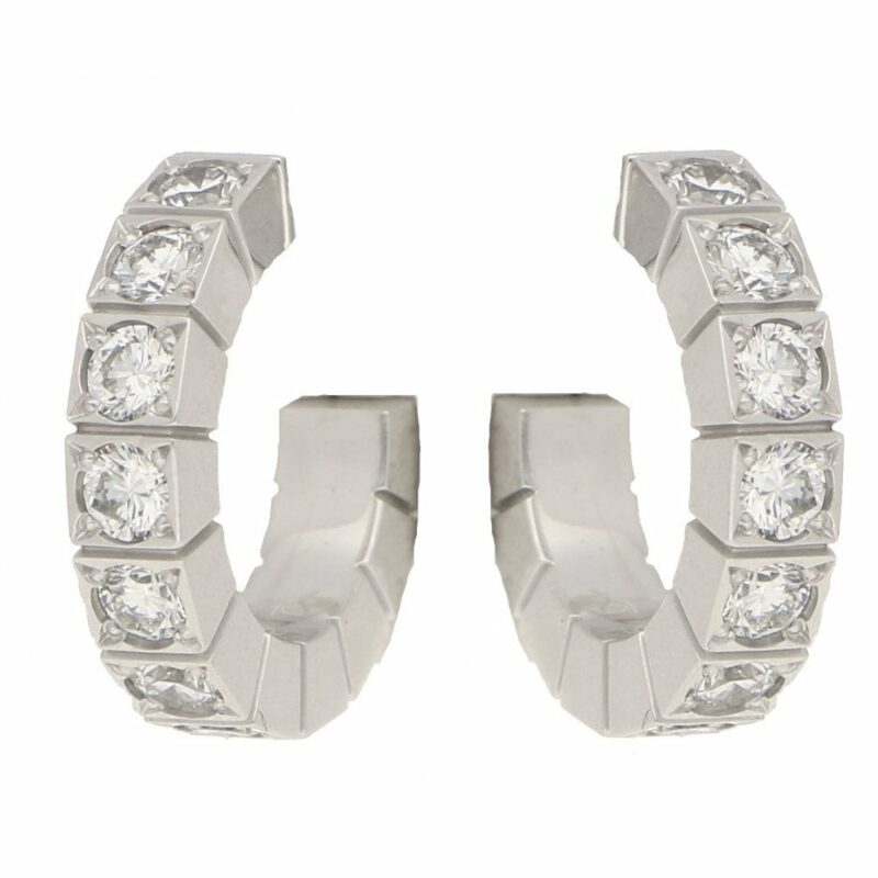 Cartier 'Laniere' 18 Karat Gold Hoop Diamond Set Earrings