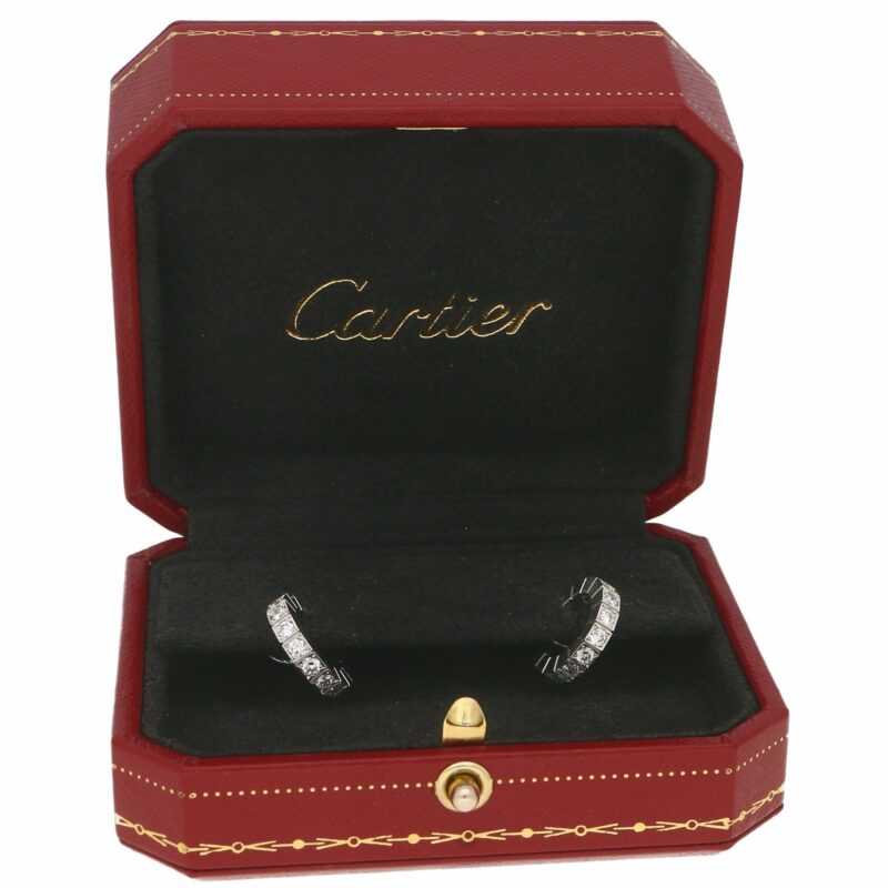 Cartier 'Laniere' 18 Karat Gold Hoop Diamond Set Earrings