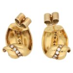 Vintage Boodles Diamond Leaf Earrings in Yellow Gold