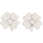 Diamond studded four leaf Clover Earrings