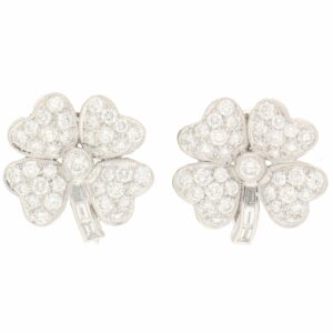 Diamond studded four leaf Clover Earrings