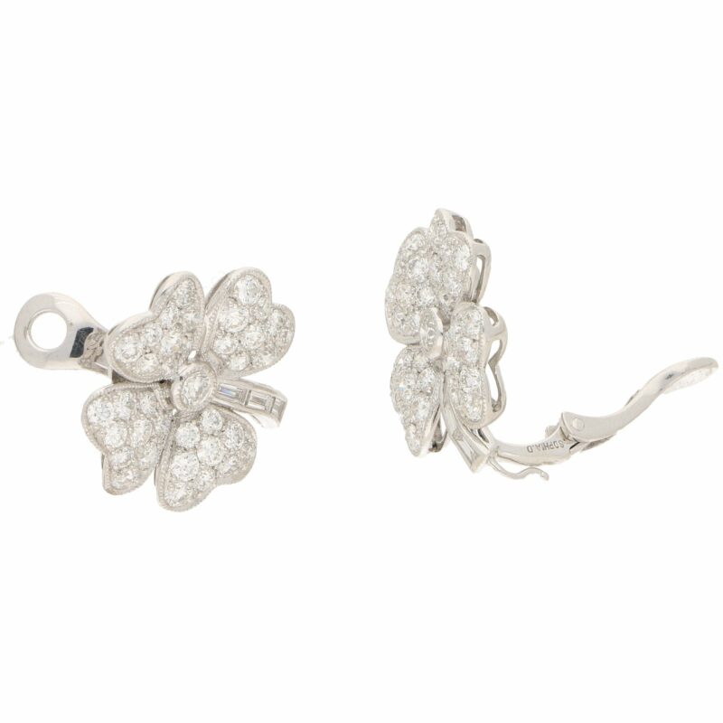 Diamond studded four leaf Clover Earrings