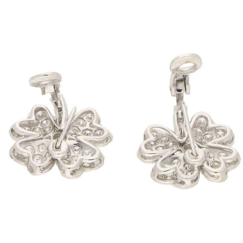 Diamond studded four leaf Clover Earrings