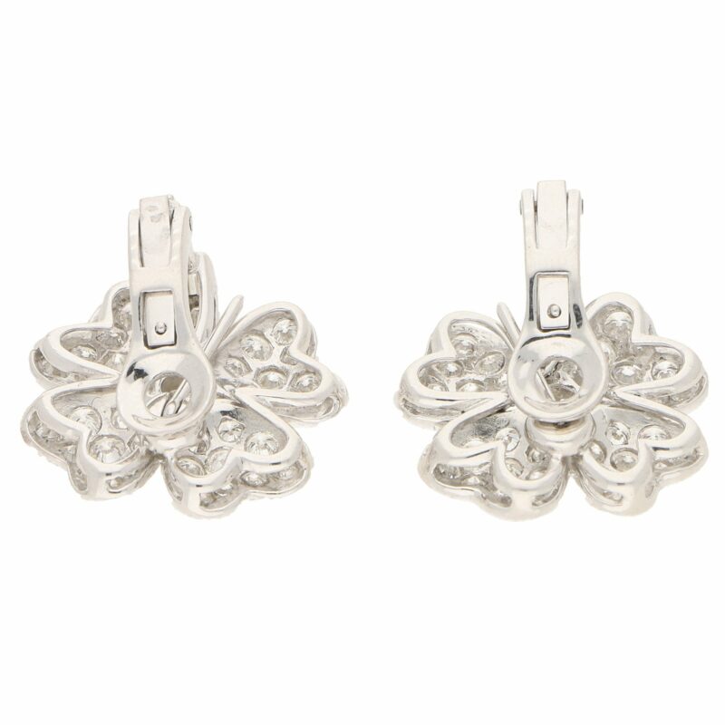 Diamond studded four leaf Clover Earrings