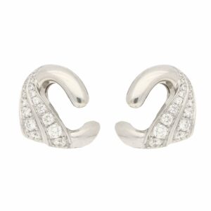 Vintage Bulgari Swan Diamond Ear Clips