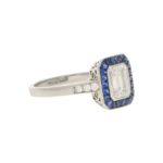 Emerald-Cut Diamond and Sapphire Target Ring