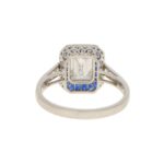 Emerald-Cut Diamond and Sapphire Target Ring