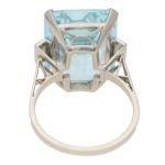 Art Deco 17ct Aquamarine and Diamond Cocktail Ring in Platinum