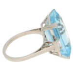 Art Deco 17ct Aquamarine and Diamond Cocktail Ring in Platinum