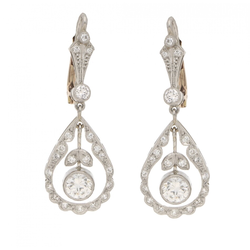 Edwardian style diamond garland pendent earrings