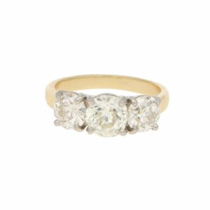 3.06ct Three-Stone Diamond Ring in Yellow and White Gold