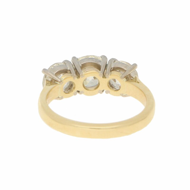 3.06ct Three-Stone Diamond Ring in Yellow and White Gold