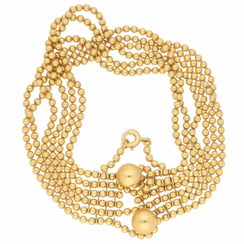 Draperie Six-Row Bead-Link Bracelet in Yellow Gold, 1990s