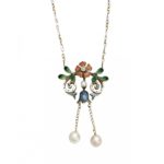 La Belle Epoque Enamel, Pearl and Diamond Necklace