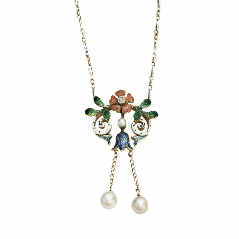 La Belle Epoque Enamel, Pearl and Diamond Necklace