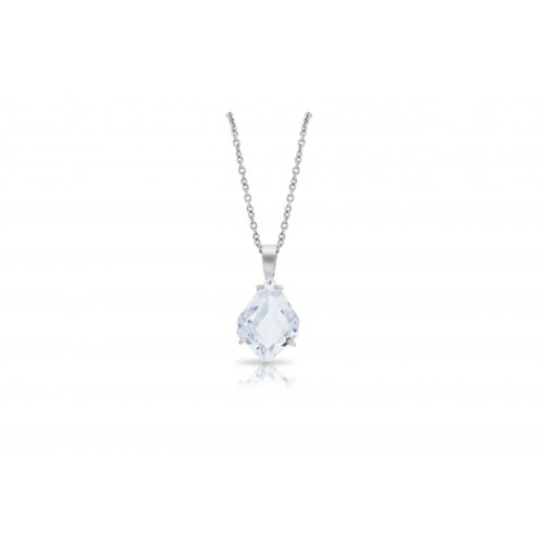 A kite cut morganite pendant set in 18ct white gold