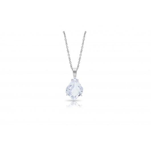 A kite cut morganite pendant set in 18ct white gold