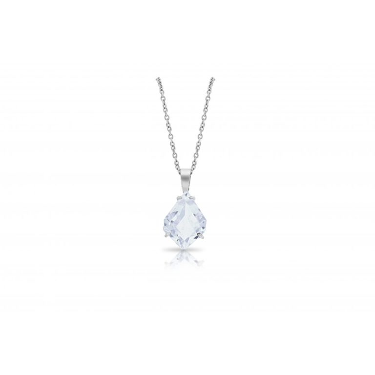A kite cut morganite pendant set in 18ct white gold