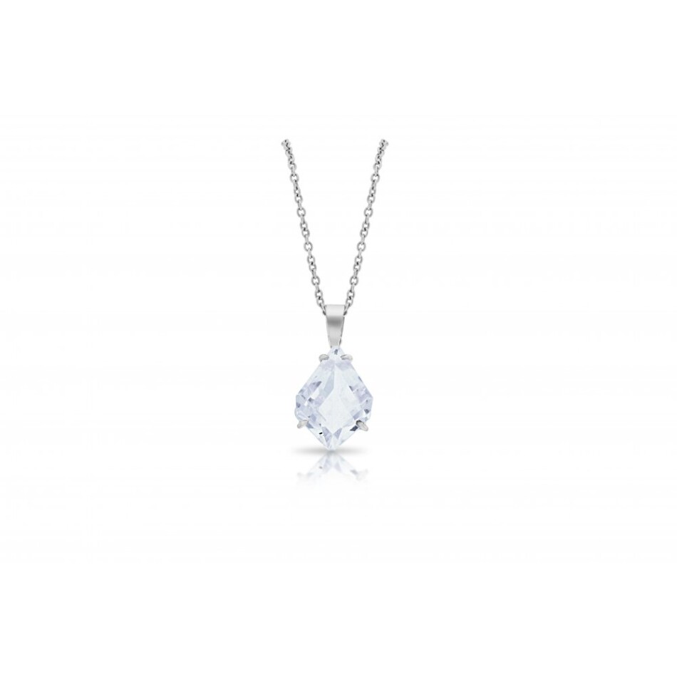A kite cut morganite pendant set in 18ct white gold