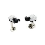 sterling silver and enamel sheep swivel back cufflinks