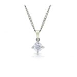 Four claw set round brilliant cut diamond pendant