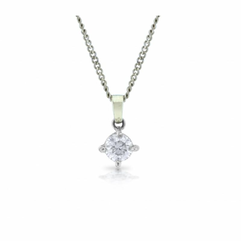 Four claw set round brilliant cut diamond pendant