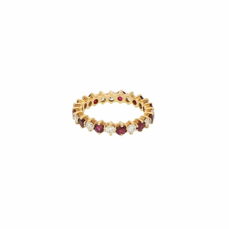 18ct yellow gold ruby and diamond full eternity ring