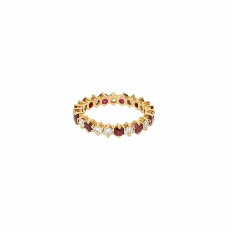 18ct yellow gold ruby and diamond full eternity ring