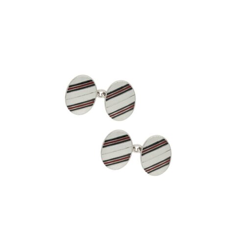 Sterling silver enamel black and red link cufflinks,
