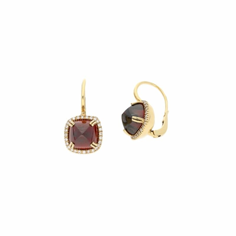 18ct gold garnet diamond drop earrings