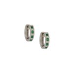 Emerald and Diamond Hoop Earrings