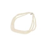 18ct gold three row pearl necklace