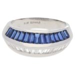 Art Deco Inspired Sapphire and Diamond Split Ring