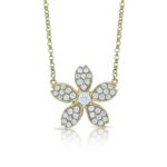 18ct yellow gold diamond floral pendant