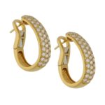 18ct yellow gold diamond set hoop earrings