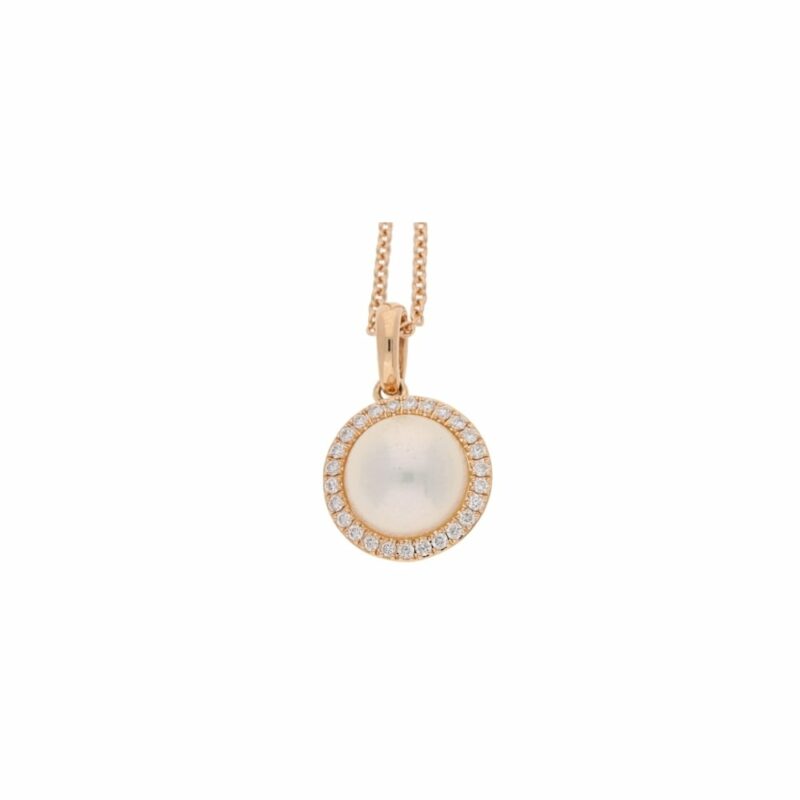 18ct circular pearl diamond cluster pendant