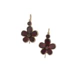 A pair of antique garnet earrings