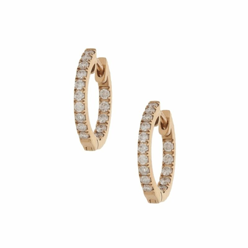 18k rose gold diamond hoop earrings