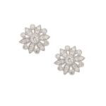 Diamond floral design studs in 18k gold