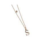 18ct rose gold letter S necklace with diamond detail