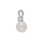 Pearl and diamond pendant in gold