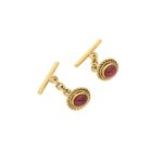 Cabochon vintage garnet cufflinks in gold