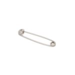 A white gold 9ct tie pin in the style of safety pin