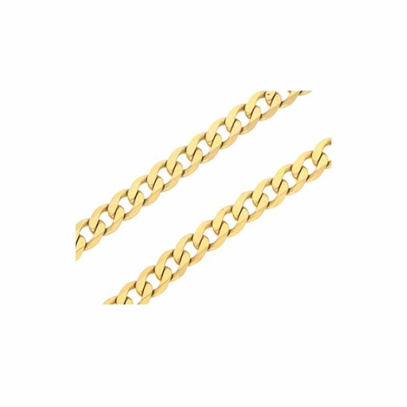 A 9ct yellow gold flat curb link chain necklace