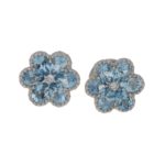 18ct gold aquamarine diamond floral stud earrings