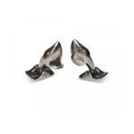 Men's dark rhodium shark cufflinks swivel back fitting